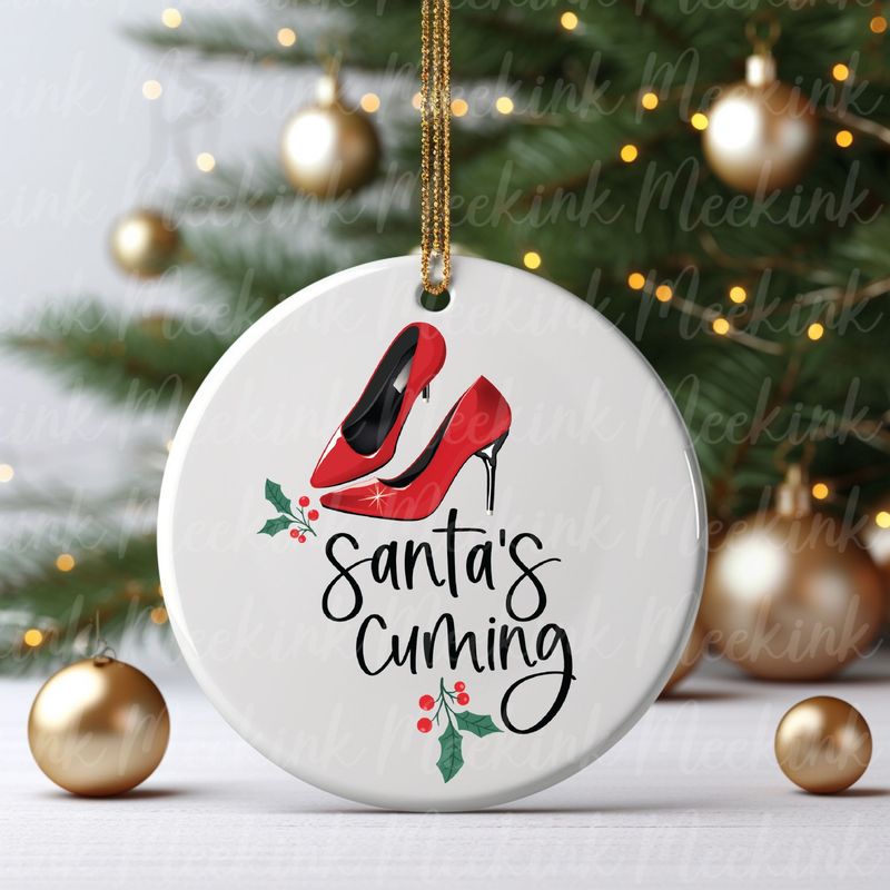 Santa&#39;s Cuming UVDTF or DTF Decal
