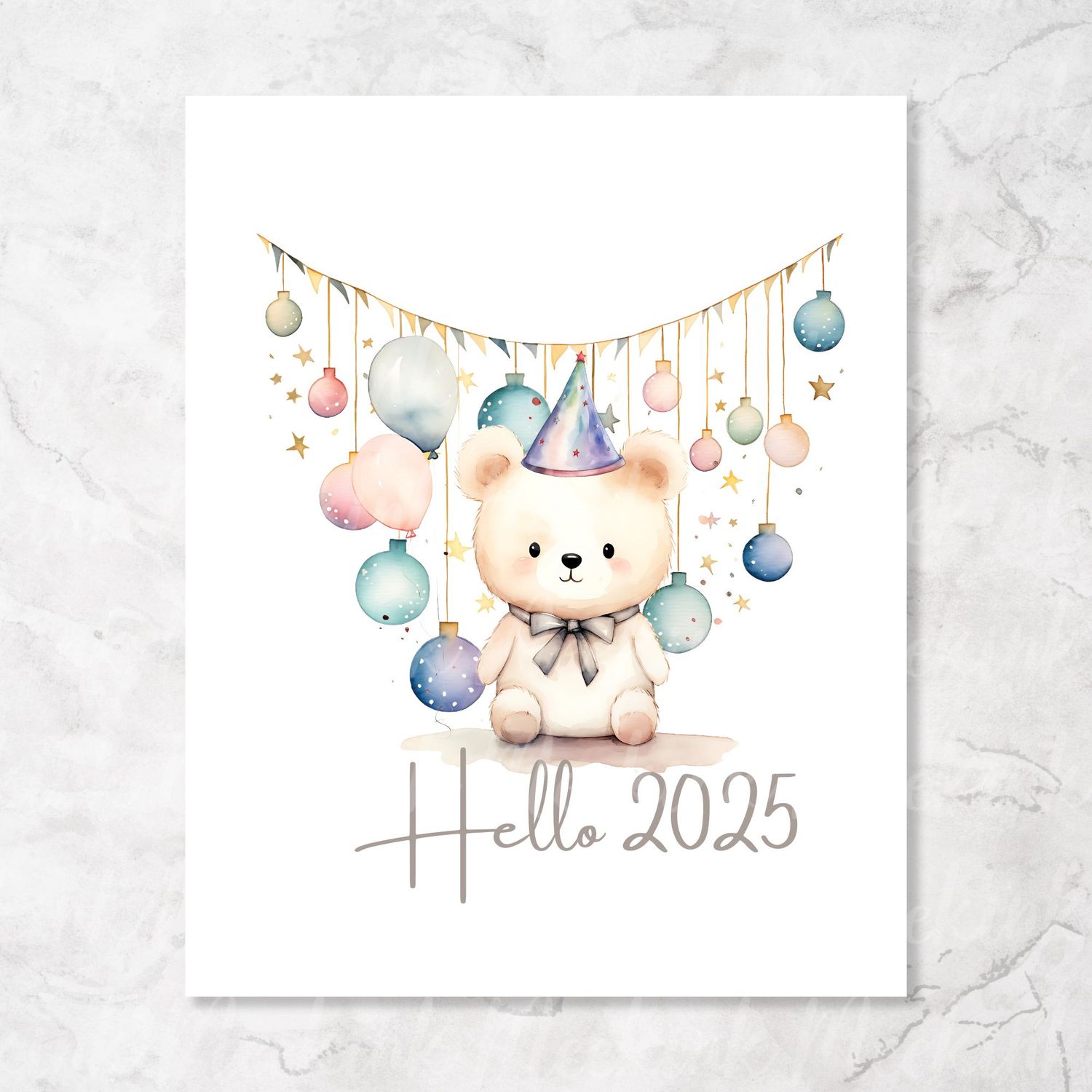 Hello 2025 Cute Ted New Year Decal