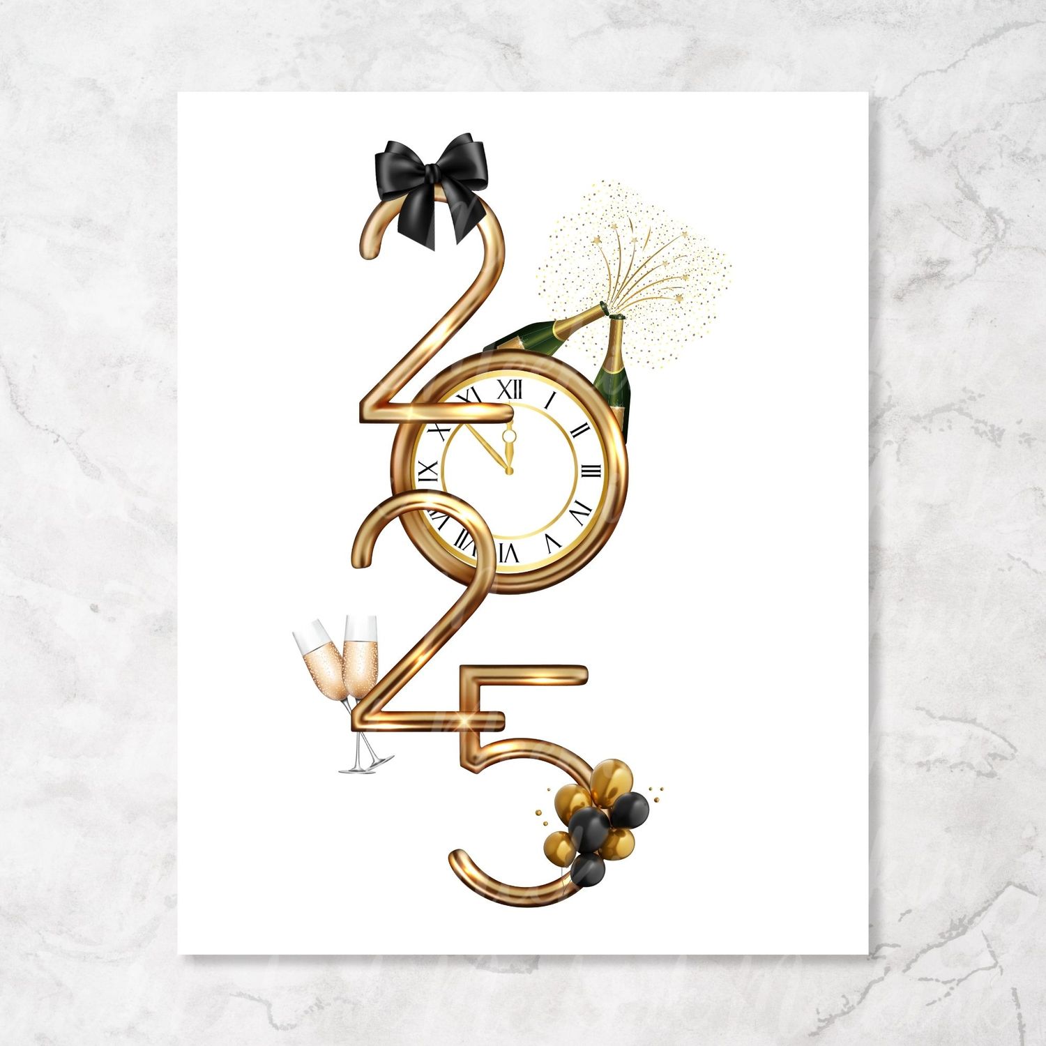 2025 New Year Clock Decal