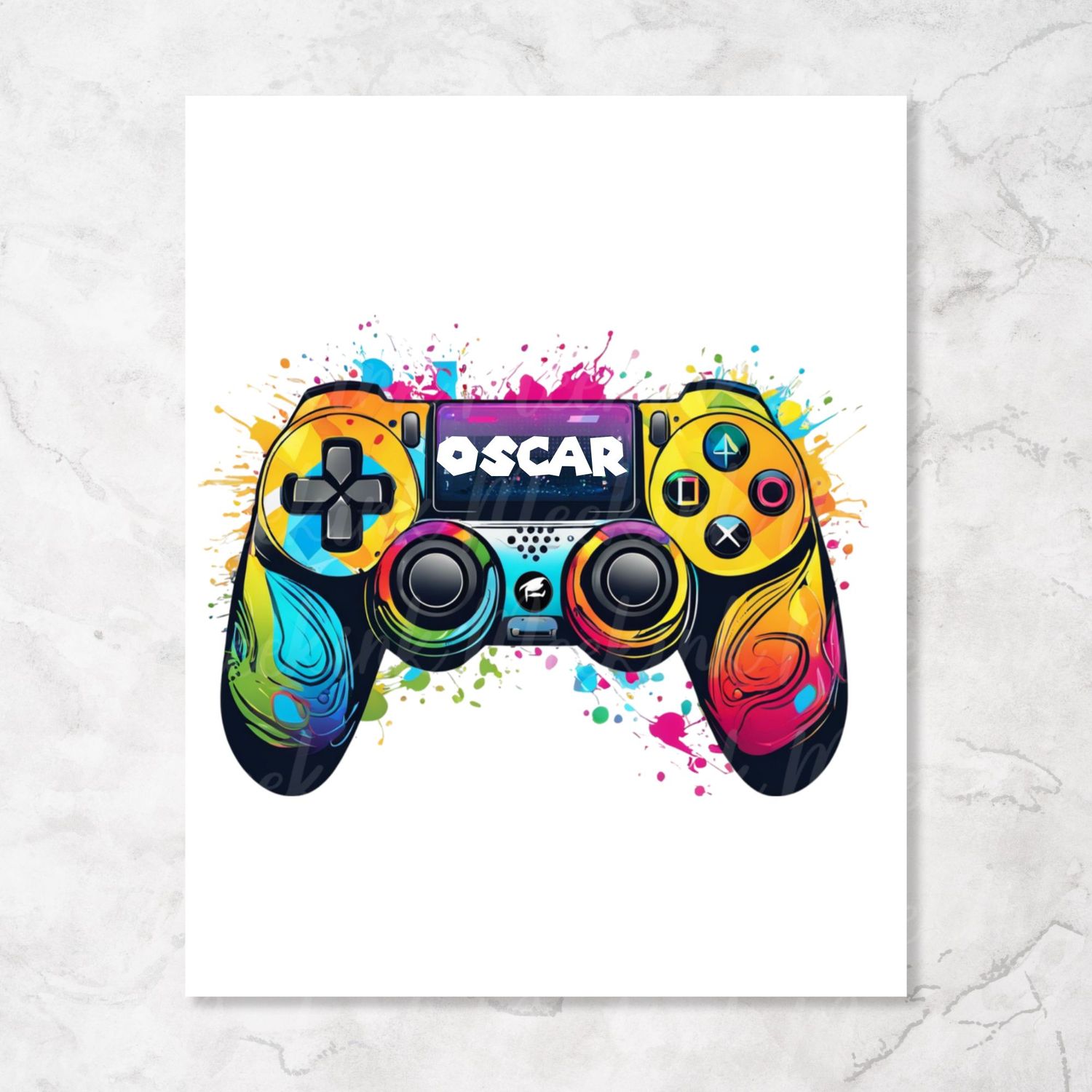 Personalised Colour Splash Gamer UVDTF
