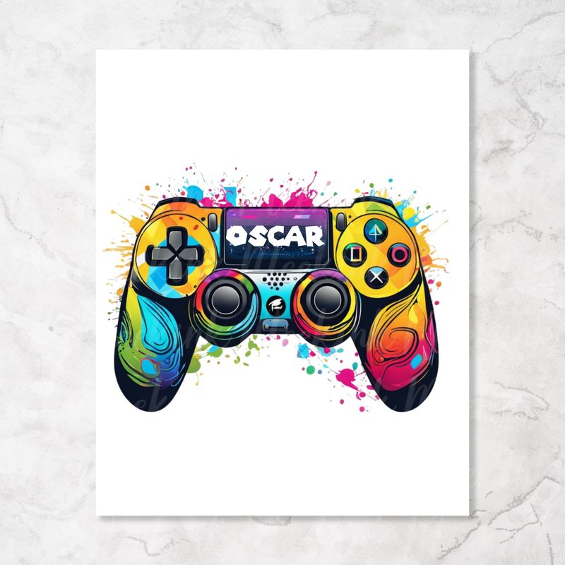 Personalised Colour Splash Gamer UVDTF