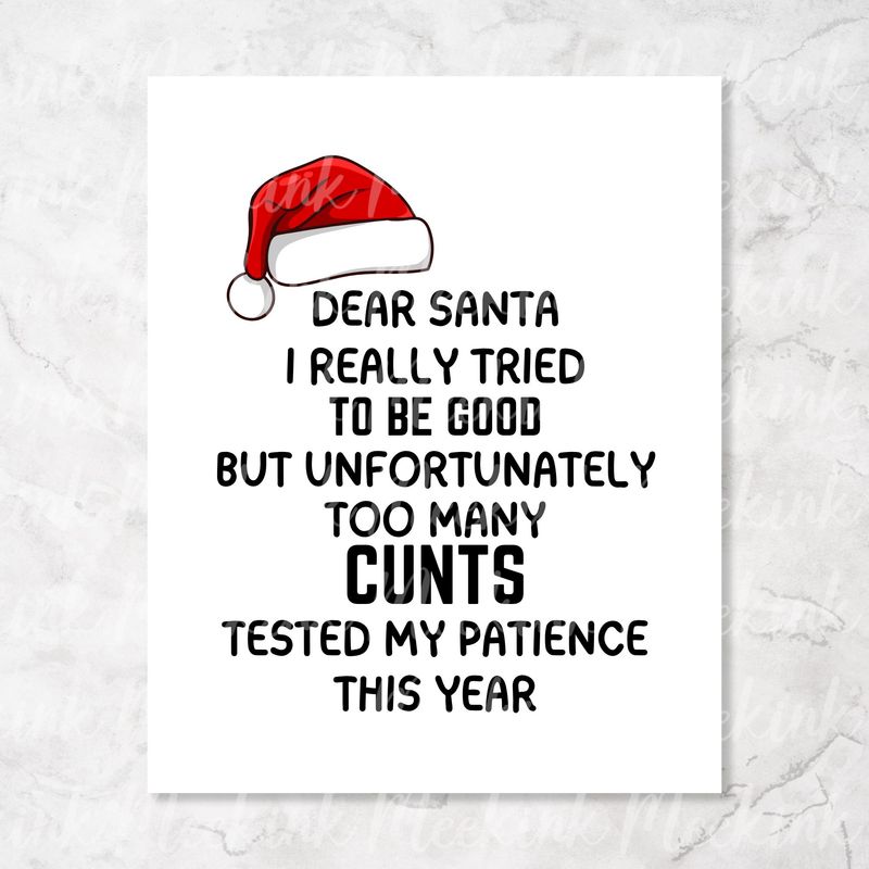 Dear Santa UVDTF or DTF Decal