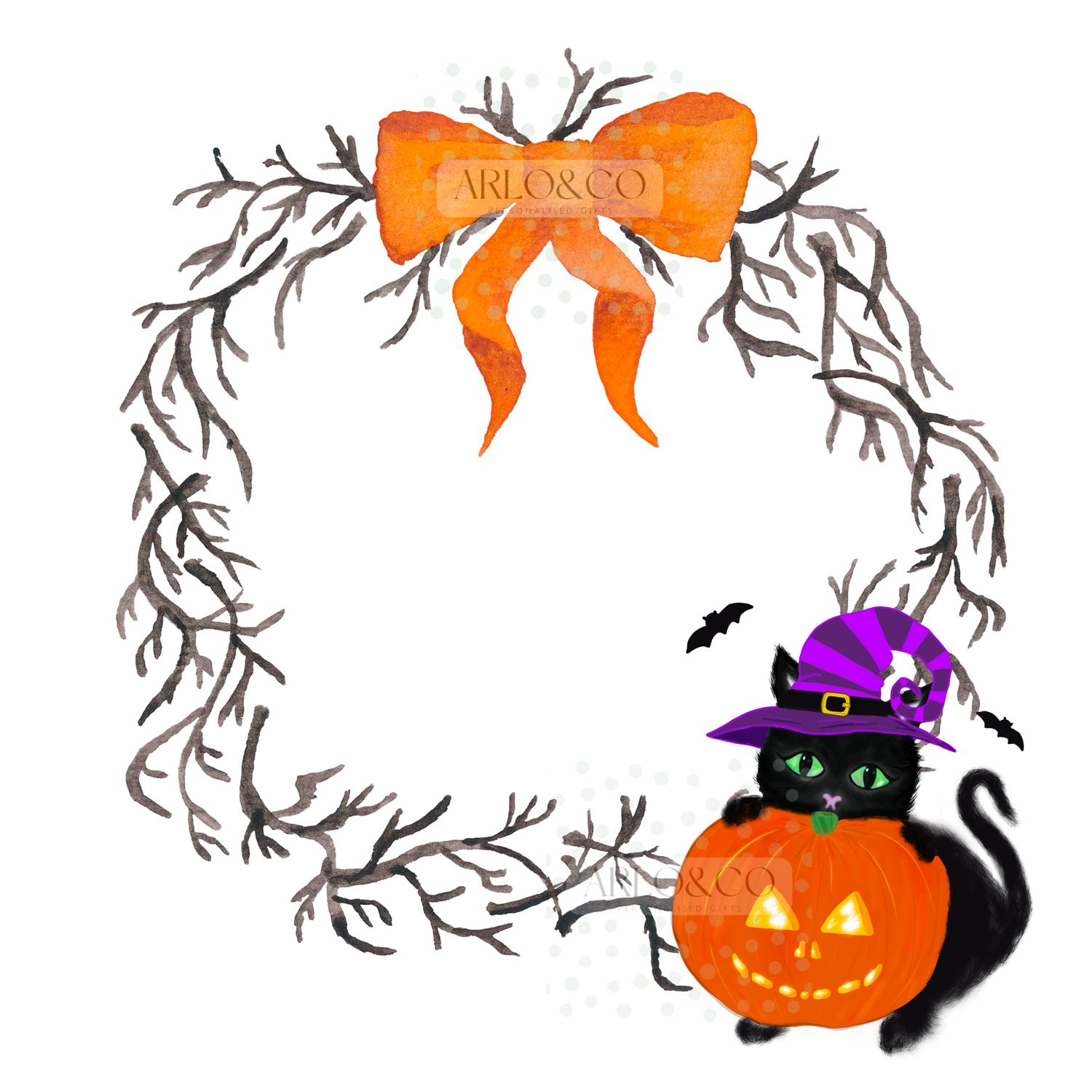 halloween-cat-and-pumpkin-frame-digital-download
