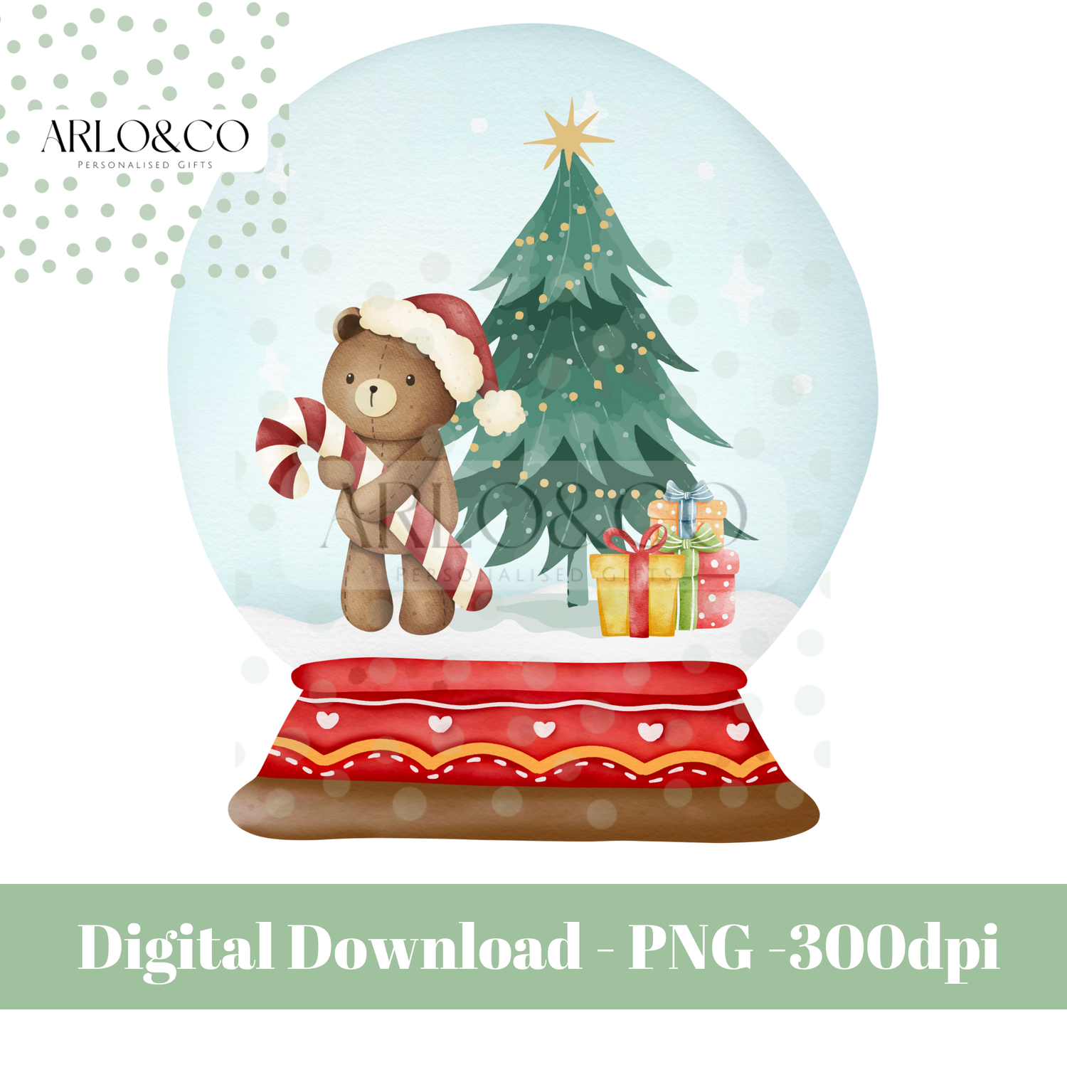christmas-teddy-bear-snow-globe-digital-download