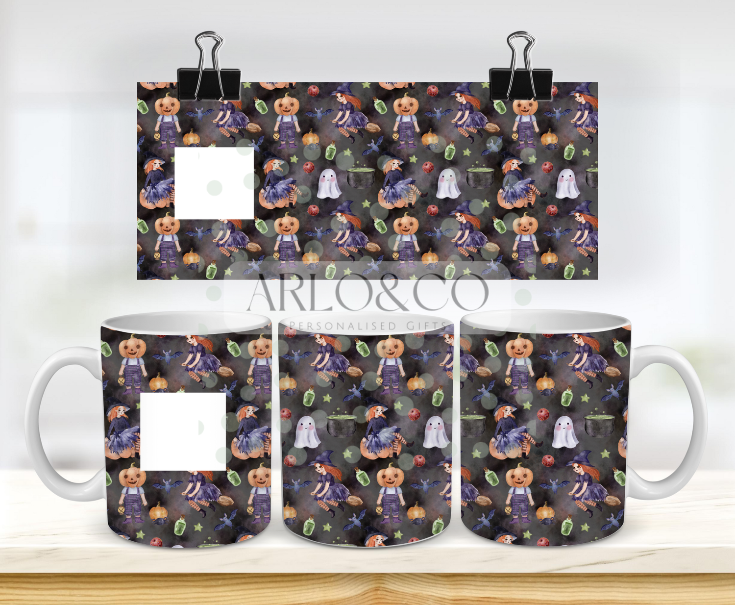 dark-night-halloween-witch-and-pumpkin-head-11oz-mug-wrap-x2-digital-download