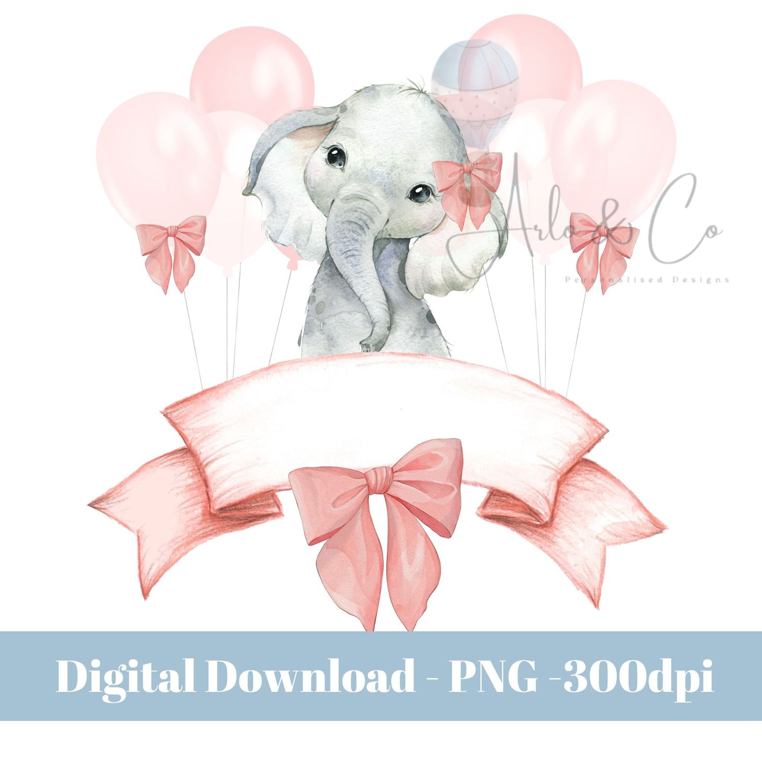 pink-baby-elephant-scroll-and-balloons-digital-download