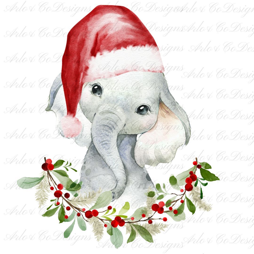christmas-berries-elephant-wreath-digital-download