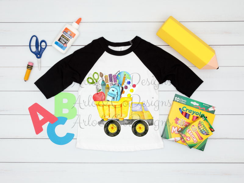school-yellow-dump-truck-digital-design