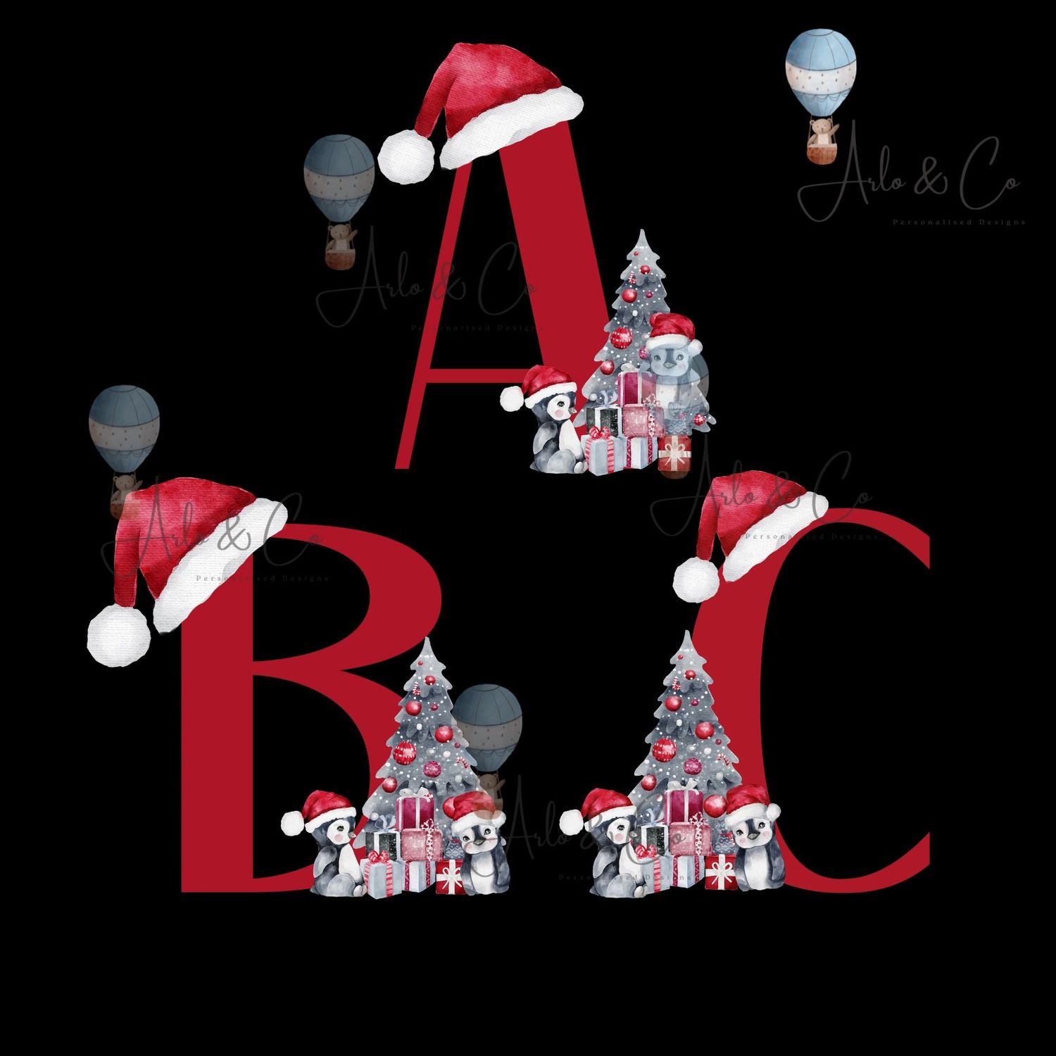 christmas-penguin-alphabet-digital-download