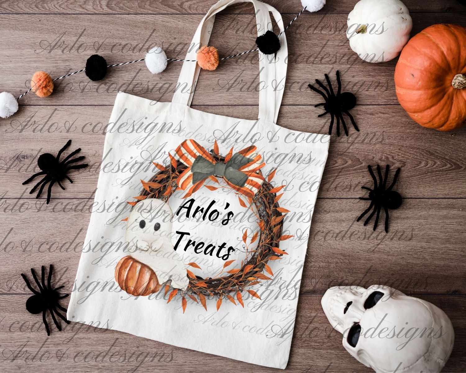 halloween-ghost-bow-wreath-digital-download
