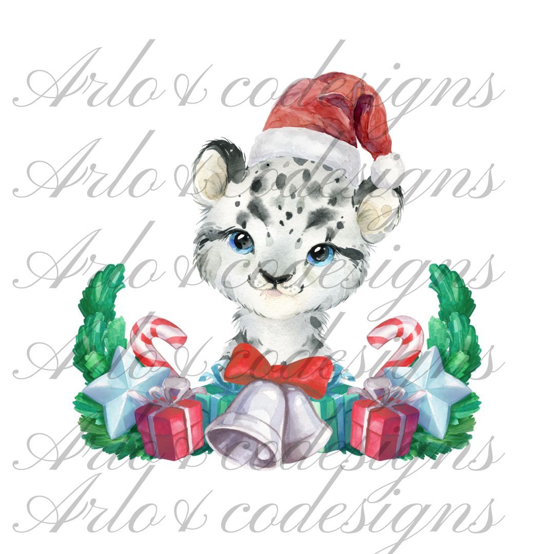 christmas-baby-snow-leopard-wreath-watercolour-digital-download