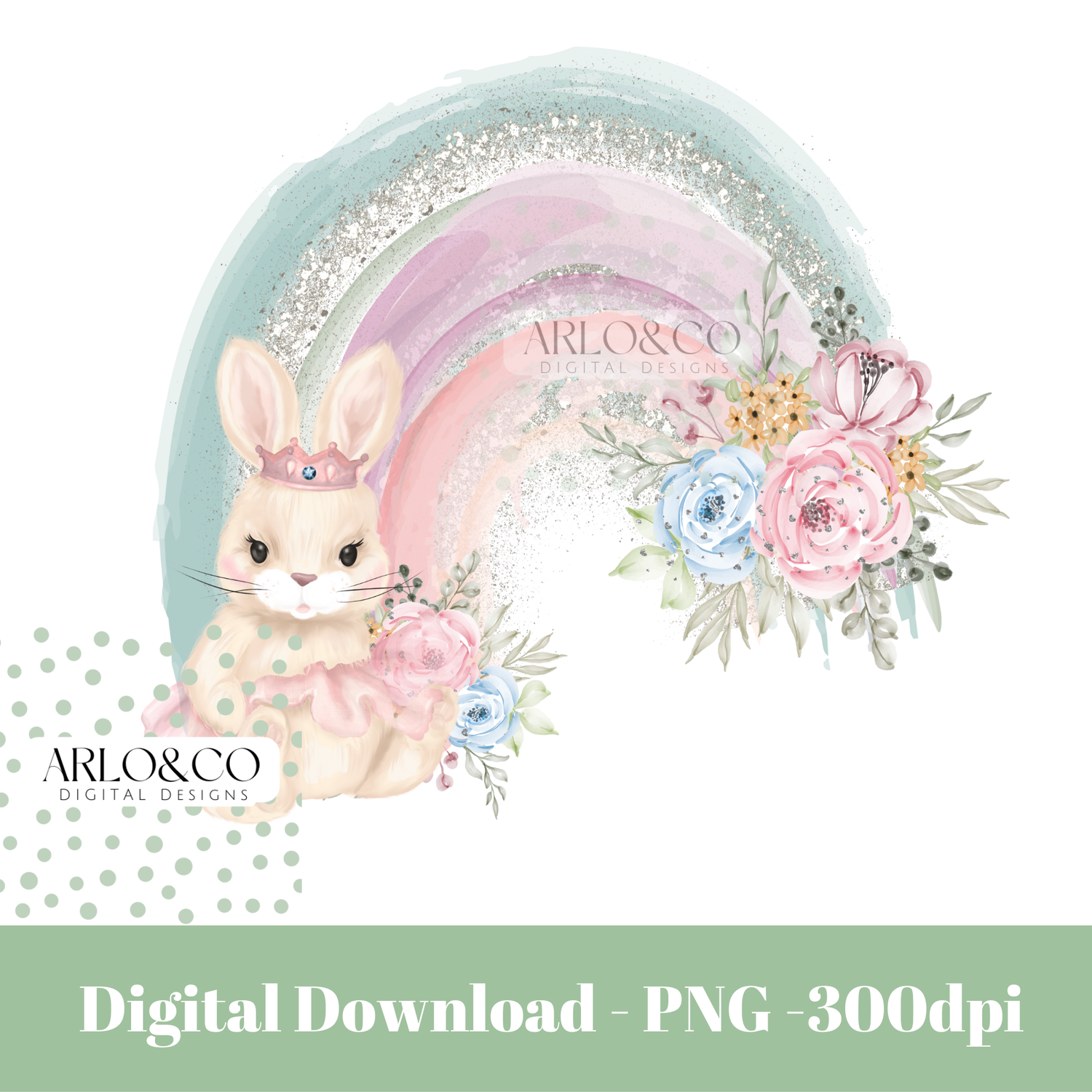 bunny-glitter-rainbow-digital-download