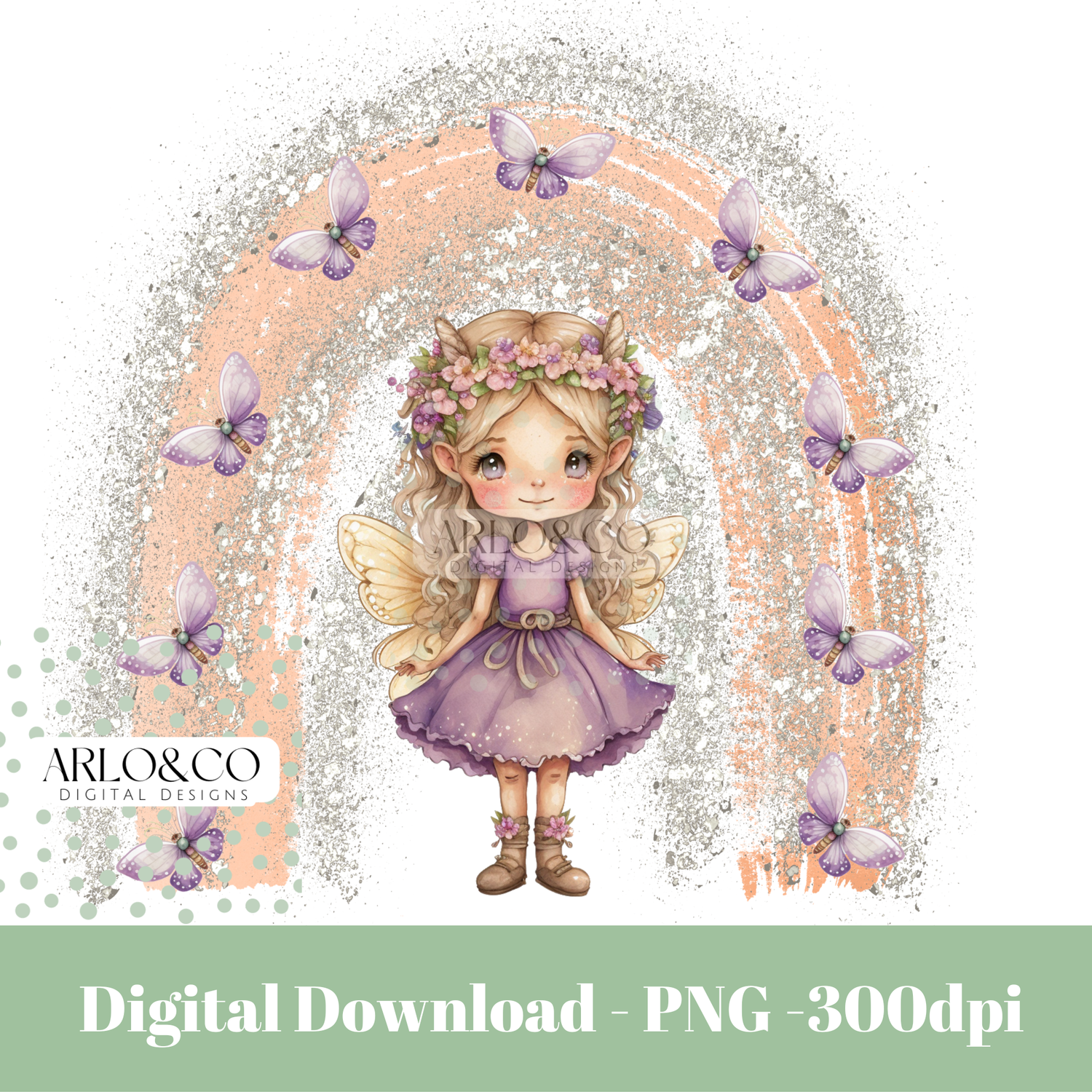 peach-sparkle-fairy-butterfly-rainbow-digital-download