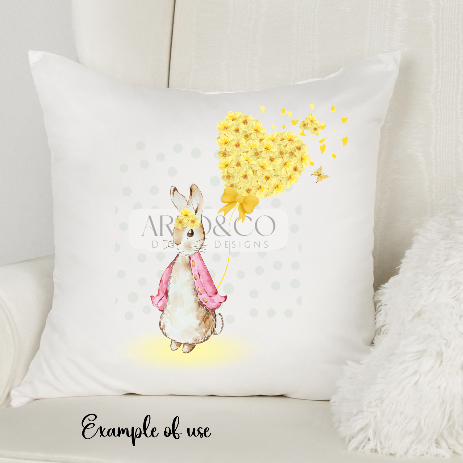 bunny-rabbit-with-pink-jacket-floral-yellow-balloon-digital-download