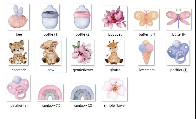 cute-baby-safari-animals-rainbows-dummy-and-bottles-clipart-set-digital-download
