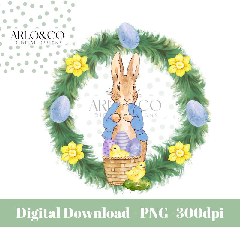 blue-rabbit-easter-wreath-frame-digital-design