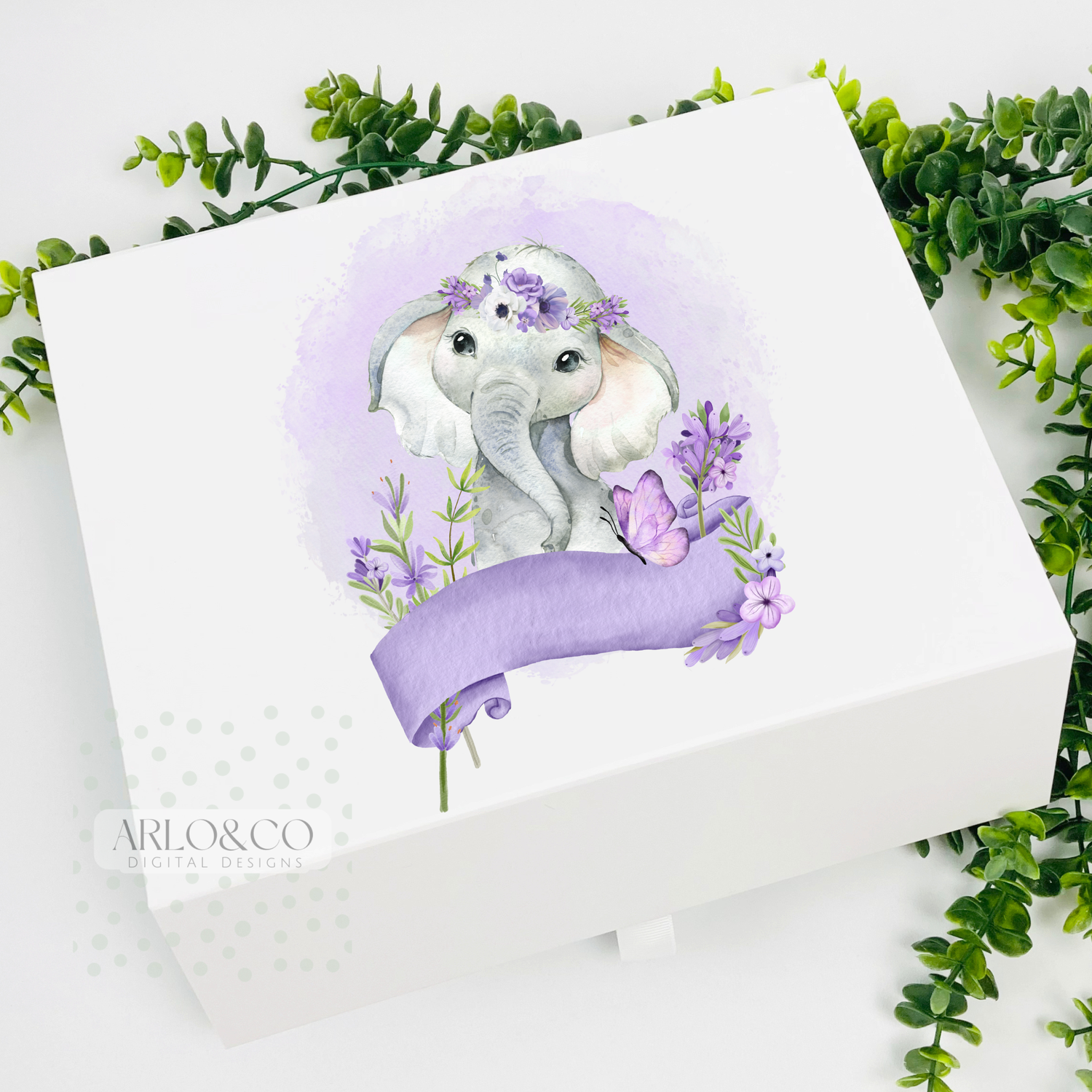 lavender-floral-baby-elephant-digital-download