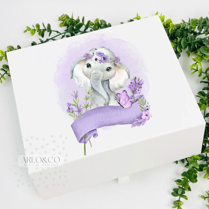 lavender-floral-baby-elephant-digital-download