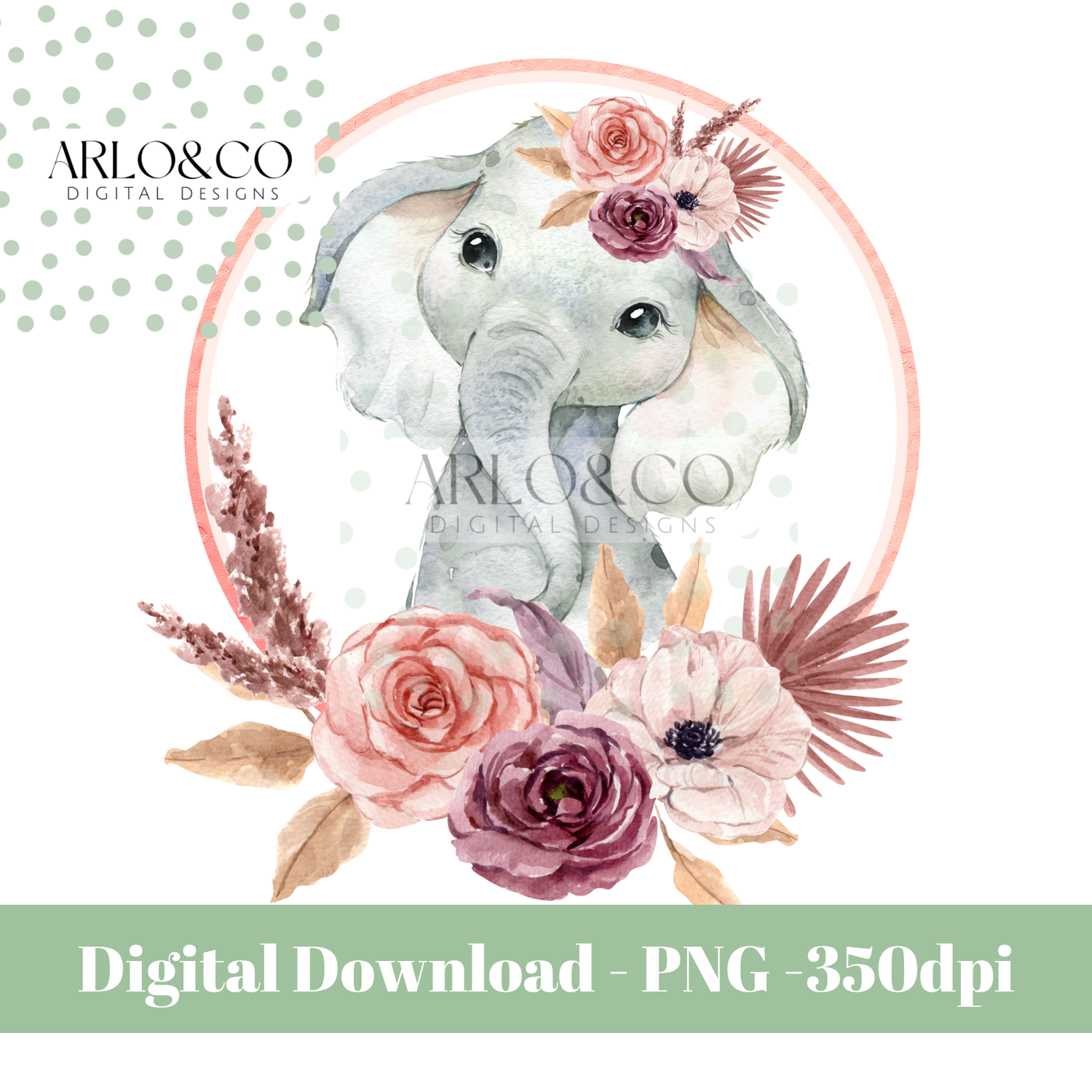 boho-frame-baby-elephant-digital-download