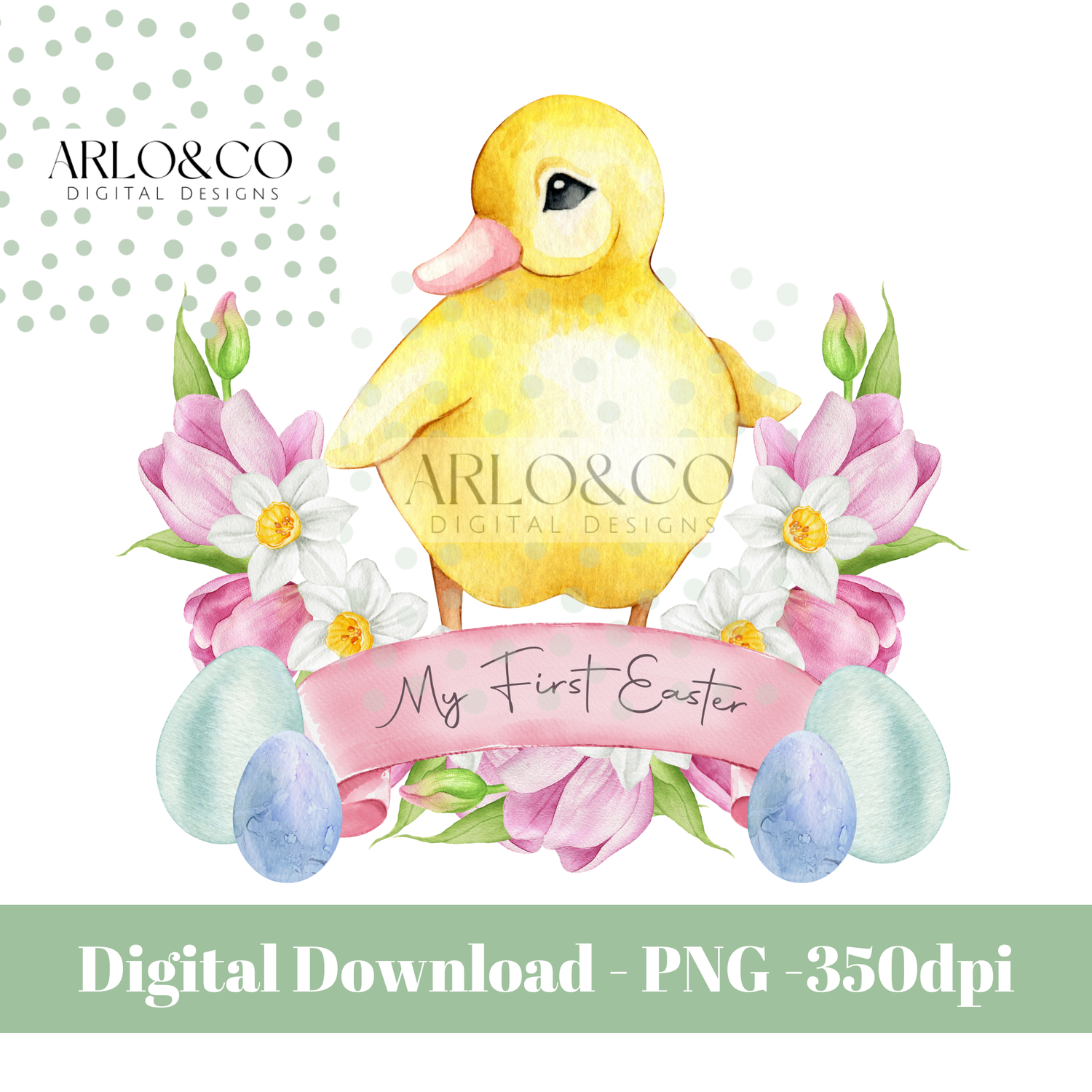 my-first-easter-spring-duckling-with-eggs-and-banner-digital-download