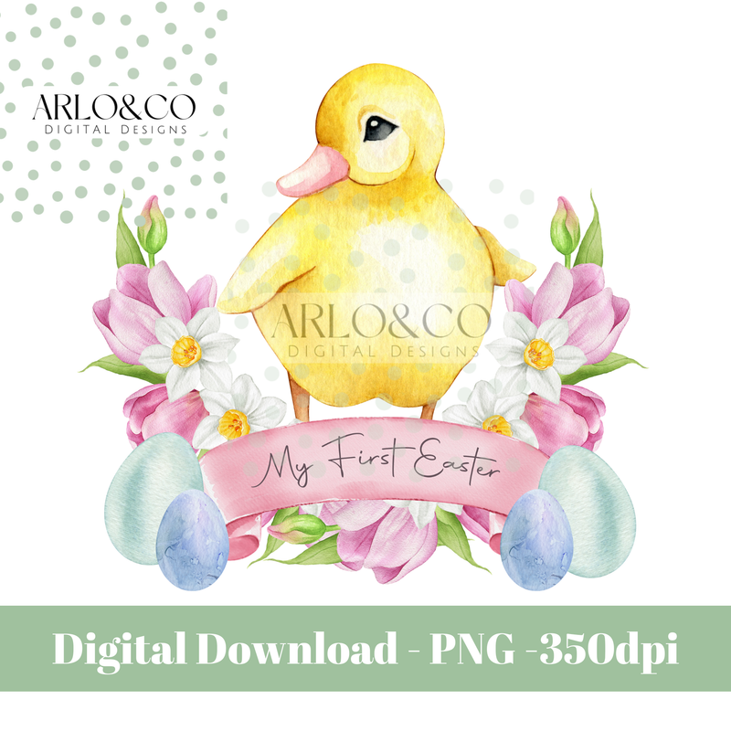 my-first-easter-spring-duckling-with-eggs-and-banner-digital-download