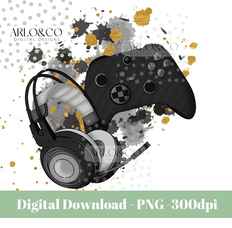 black-and-gold-splash-gaming-xbox-inspired-gamer-digital-download