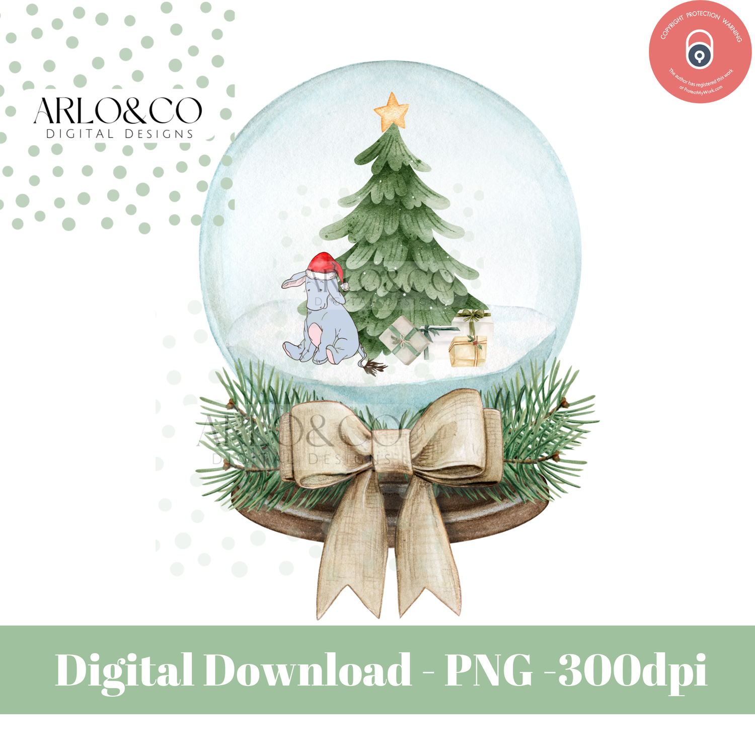 classic- snow globe-christmas-art-digital-download