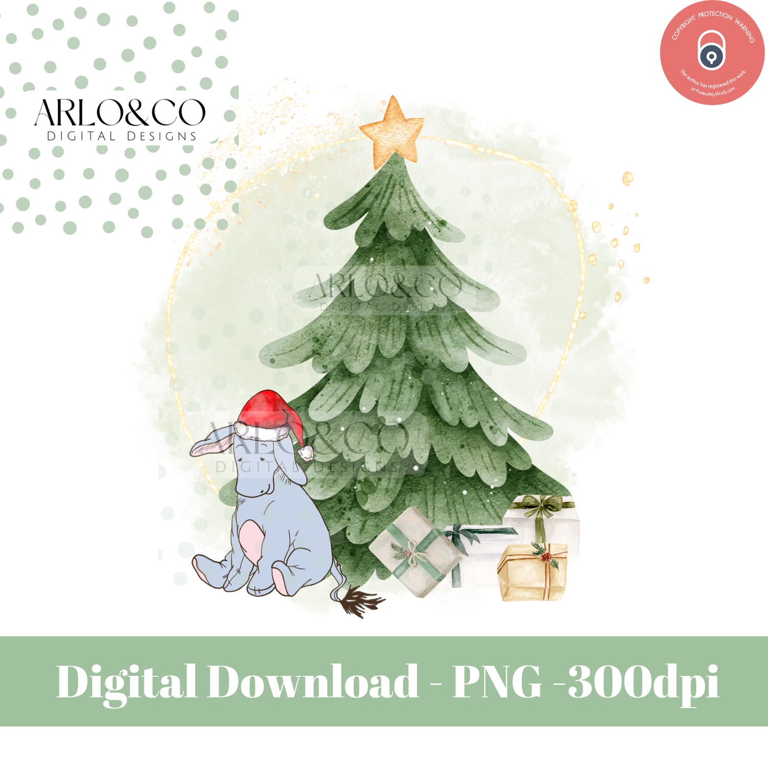 classic-christmas-art-with-green-background-digital-download