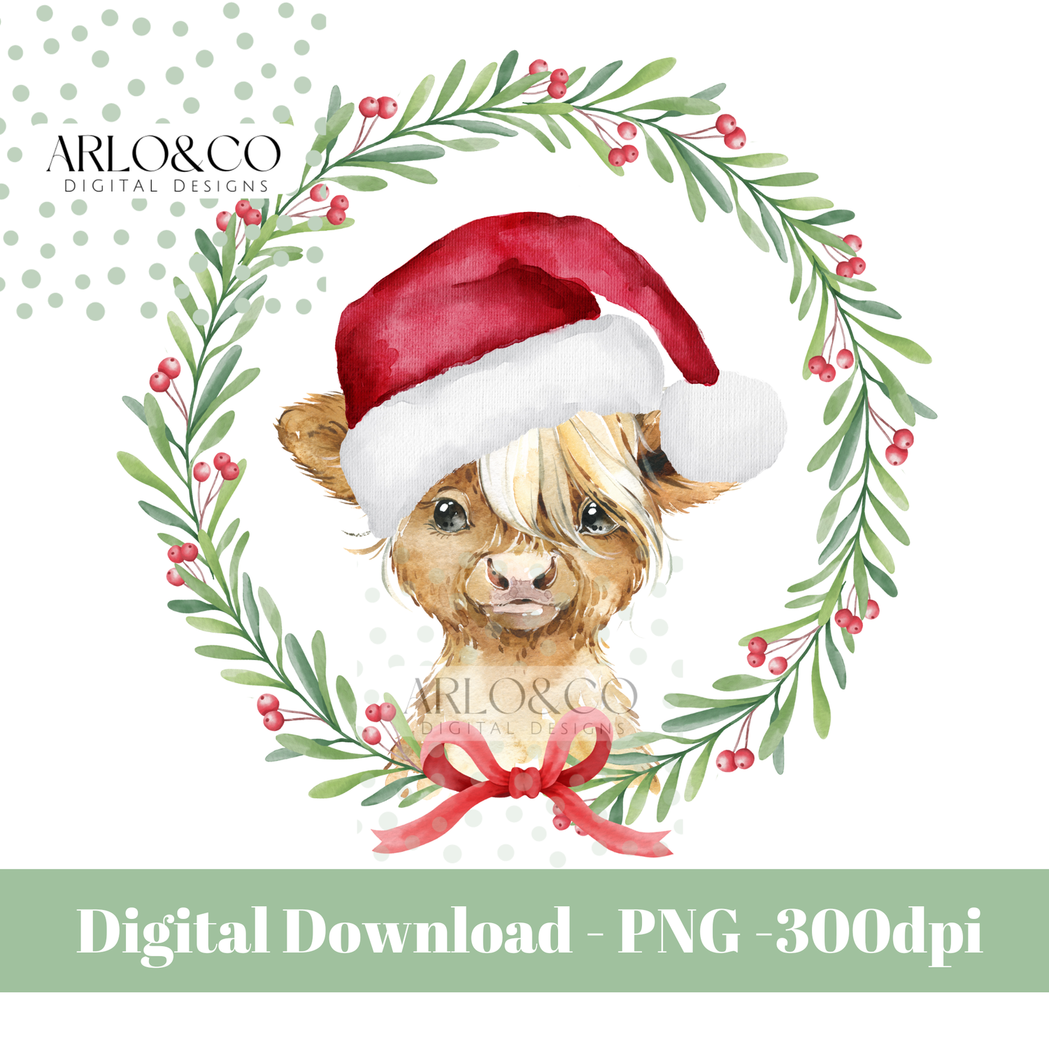 christmas-baby-highland-cow-wreath-watercolour-digital-download