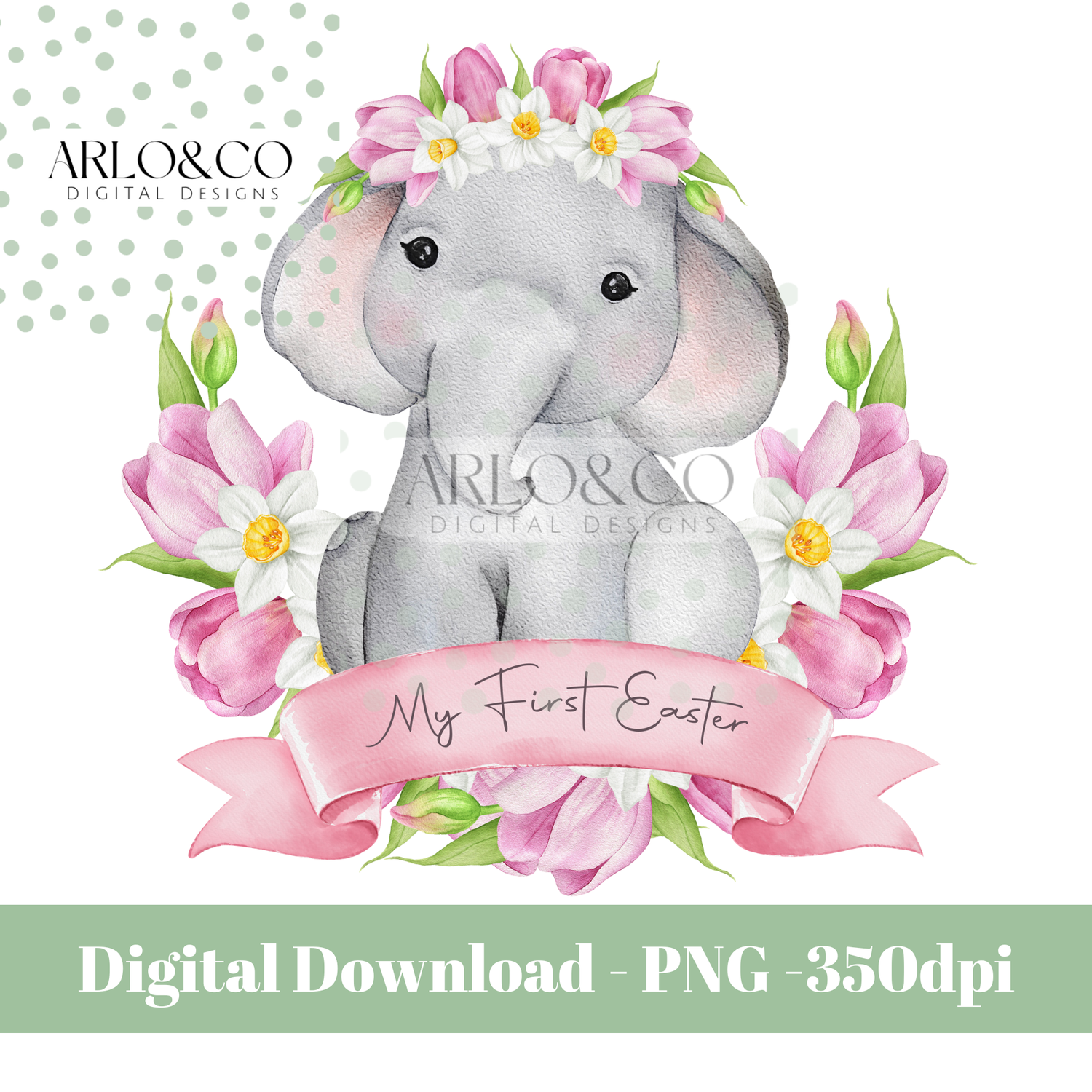 my-first-easter-spring-pink-baby-elephant-and-pink-banner-digital-download