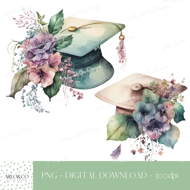floral-graduation-hats-bundle-digital-download