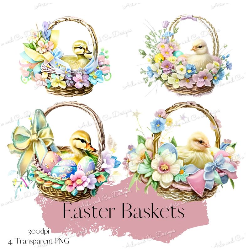 easter-baskets-duckling-and-chicks-digital-download