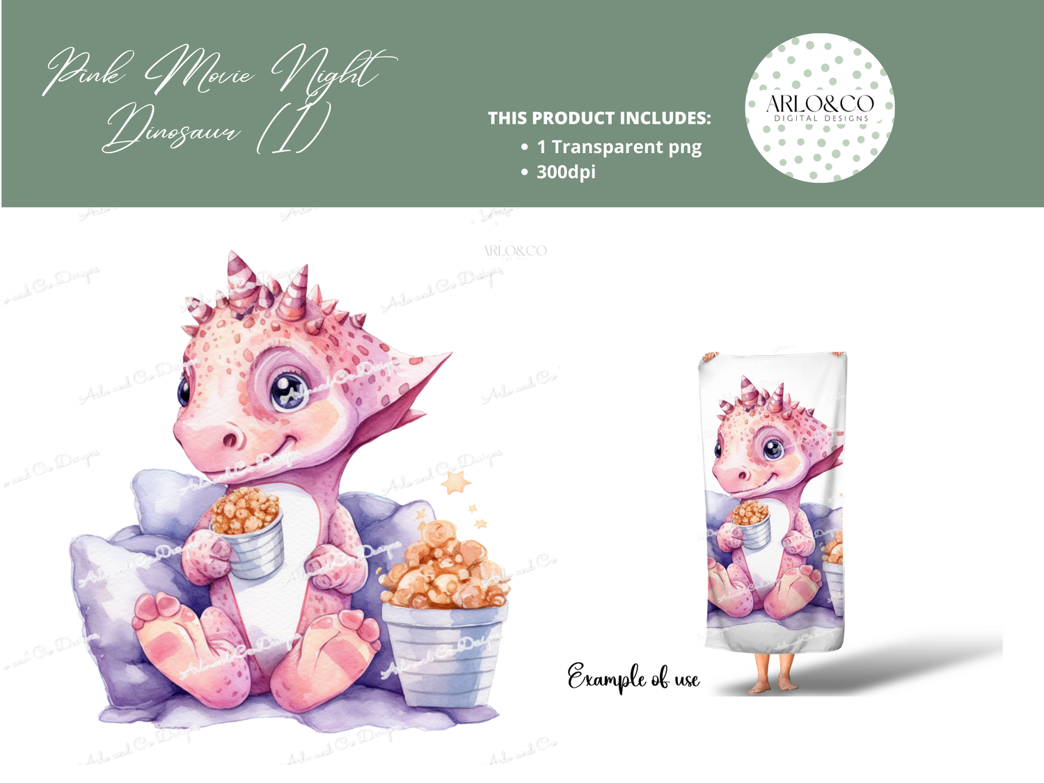 watercolour-pink-movie-night-dinosaurs-digital-download