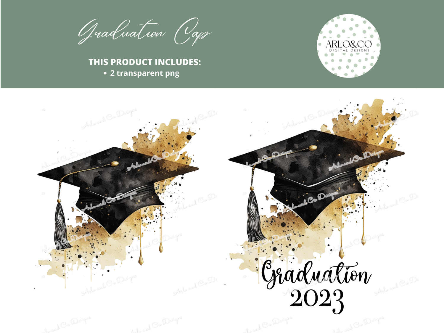 black-and-gold-graduation-hat-with-text-and-without-text-digital-download