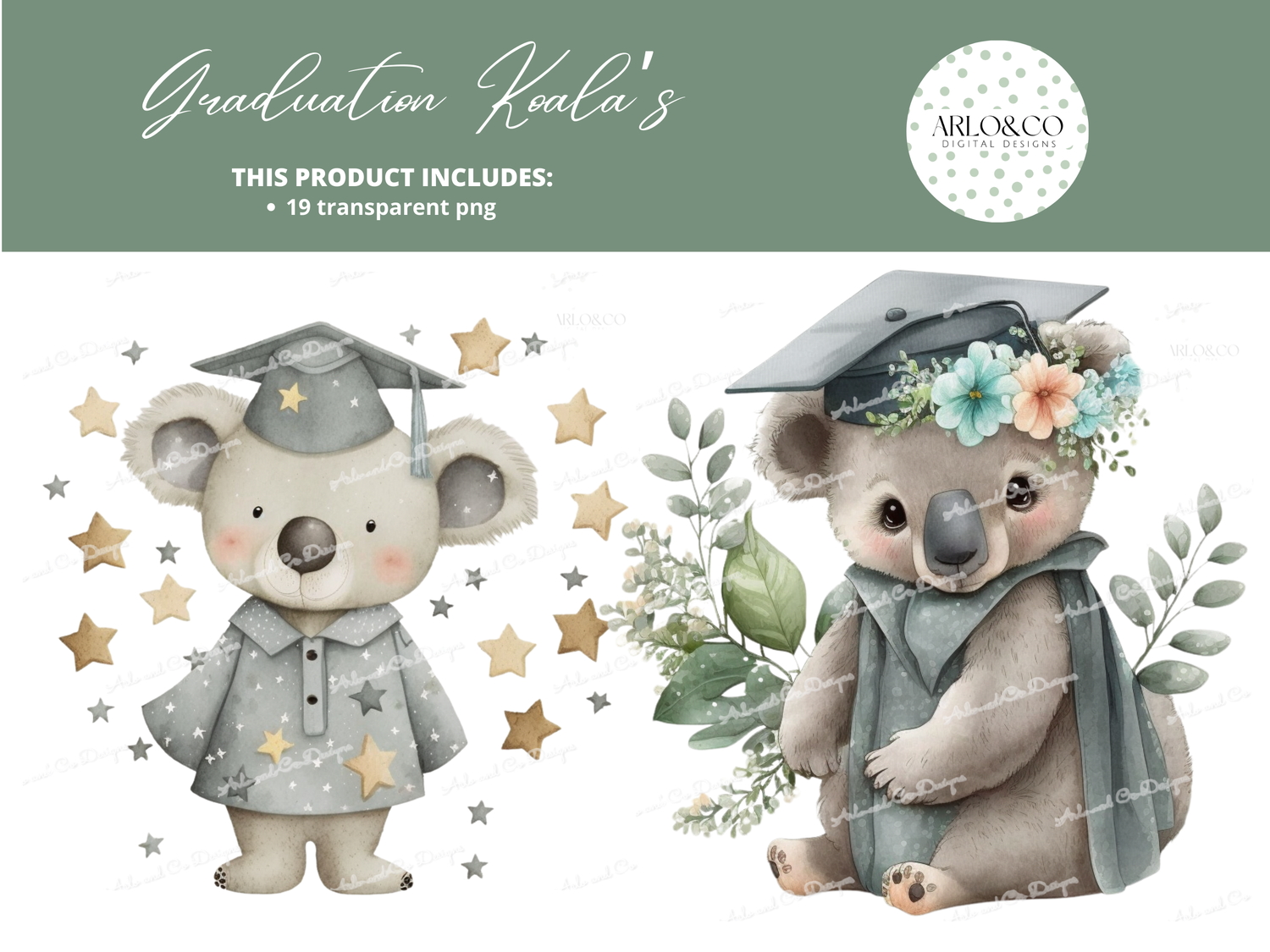 cute-koalas-and-floral-banners-graduation-digital-download