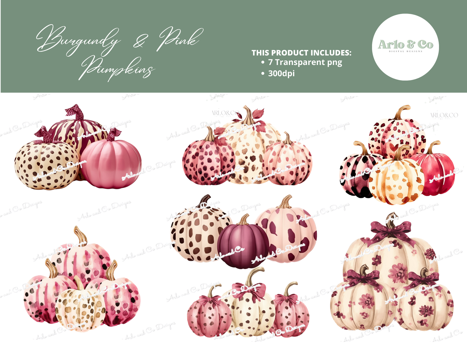 burgundy-pink-and-gold-pumpkins-digital-download