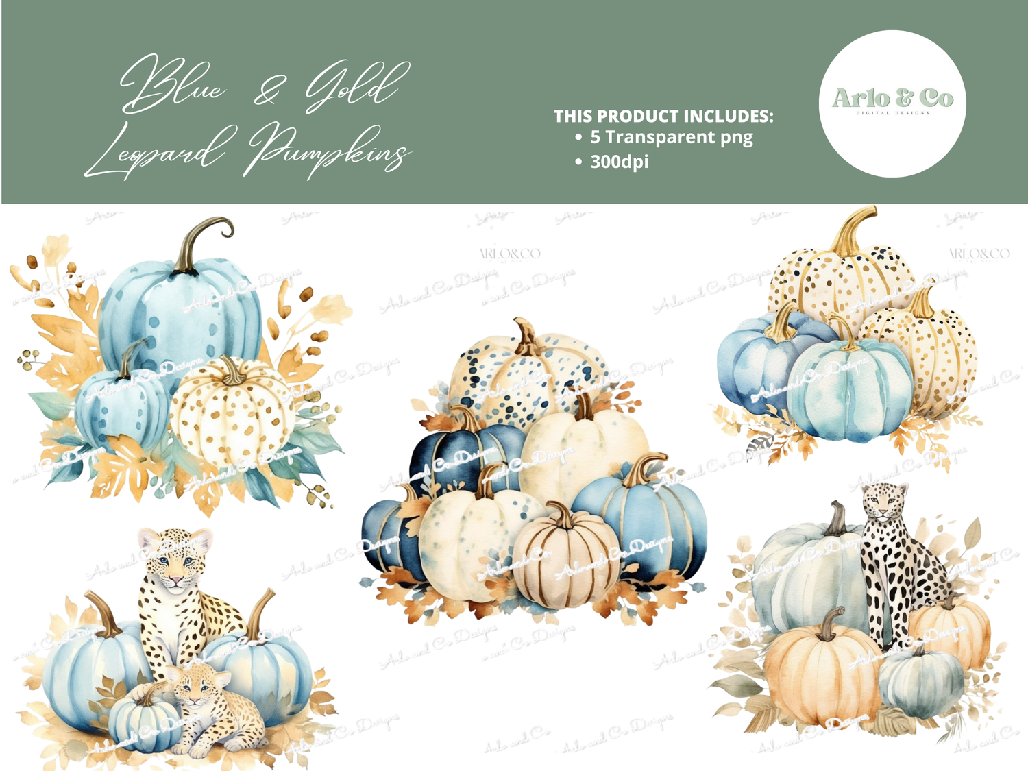 blue-and-gold-leopard-pumpkins-digital-download