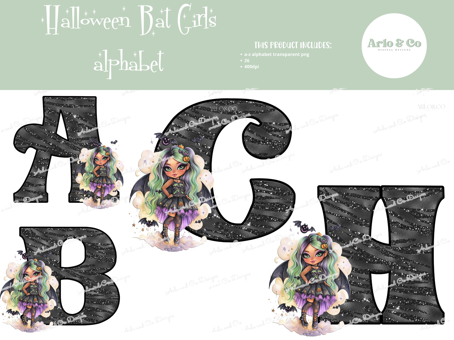 halloween-bat-witch-black-alphabet-digital-download
