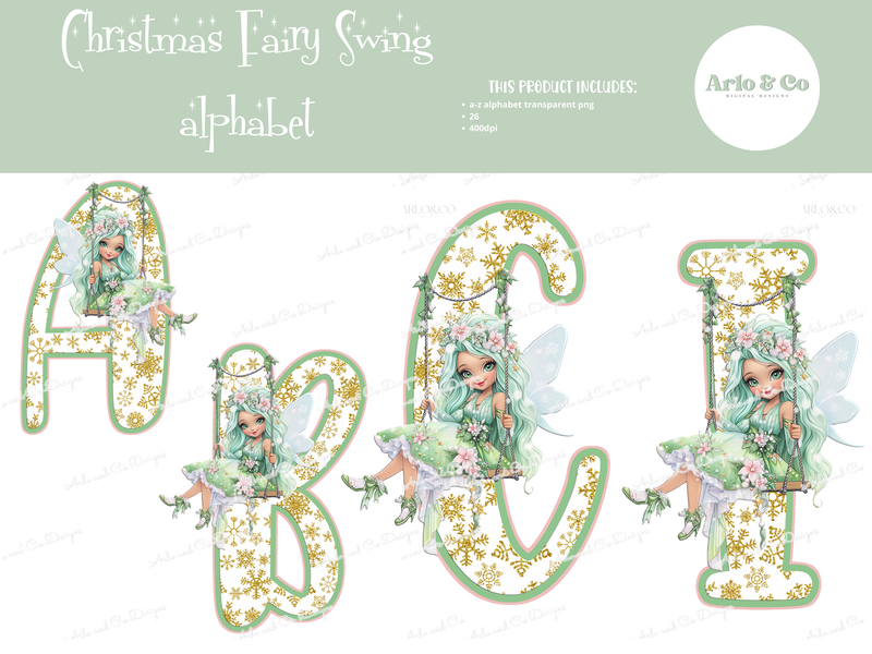 christmas-fairy-on-a-swing-alphabet-digital-download