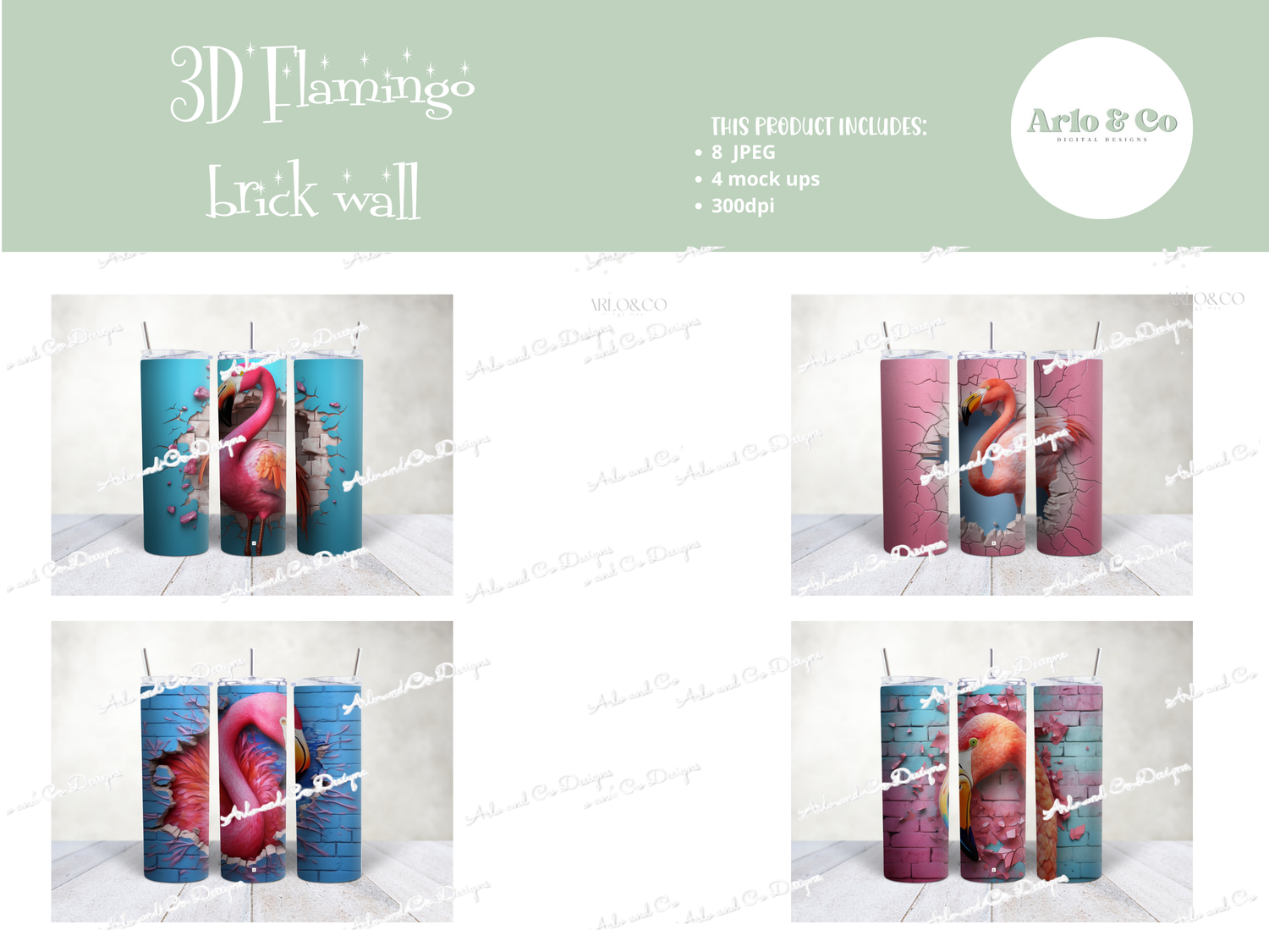 3d-flamingo-tumbler-wrap-and-design-set-digital-download