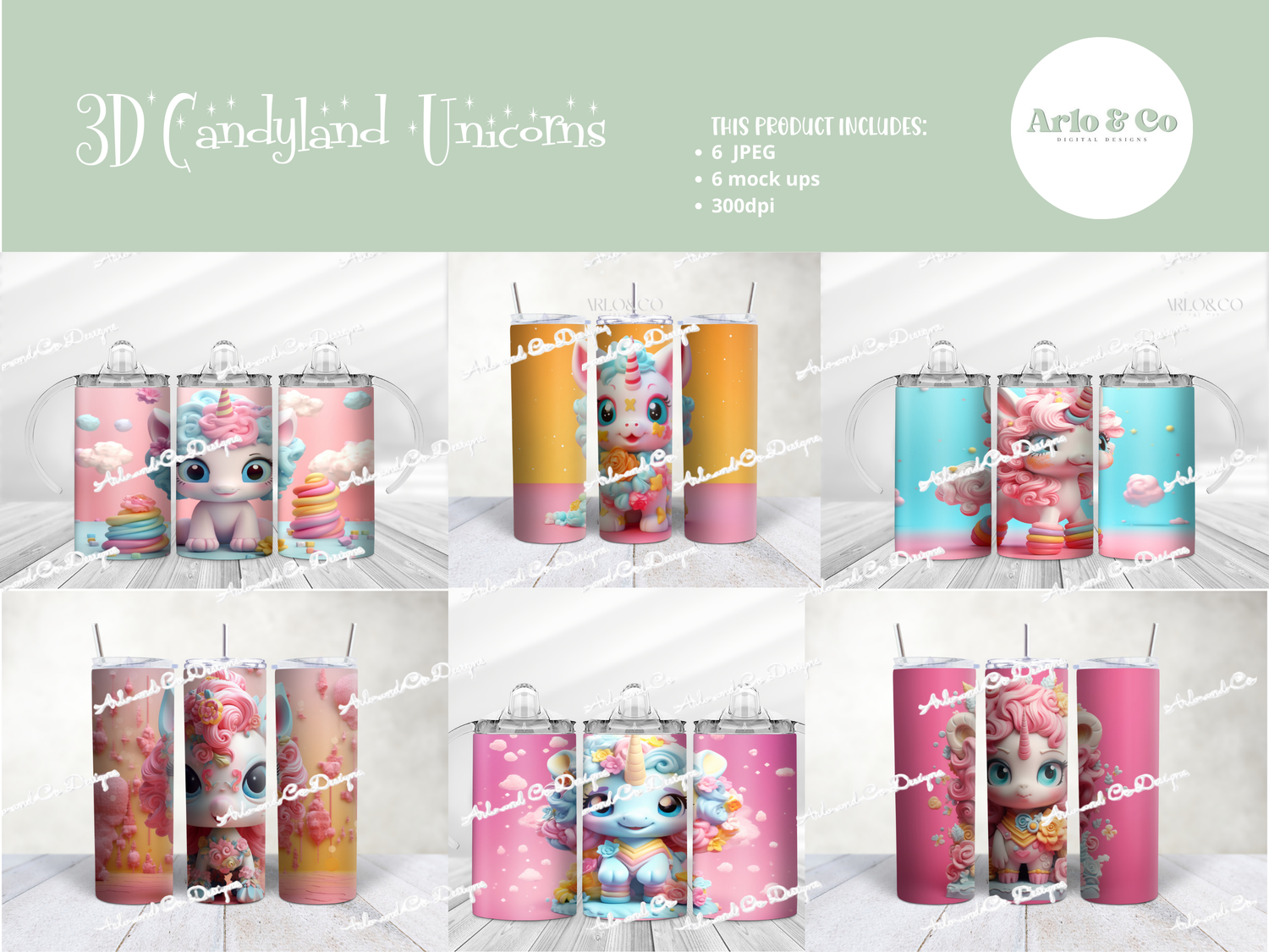 3d-unicorns-tumbler-wrap-and-design-set-digital-download