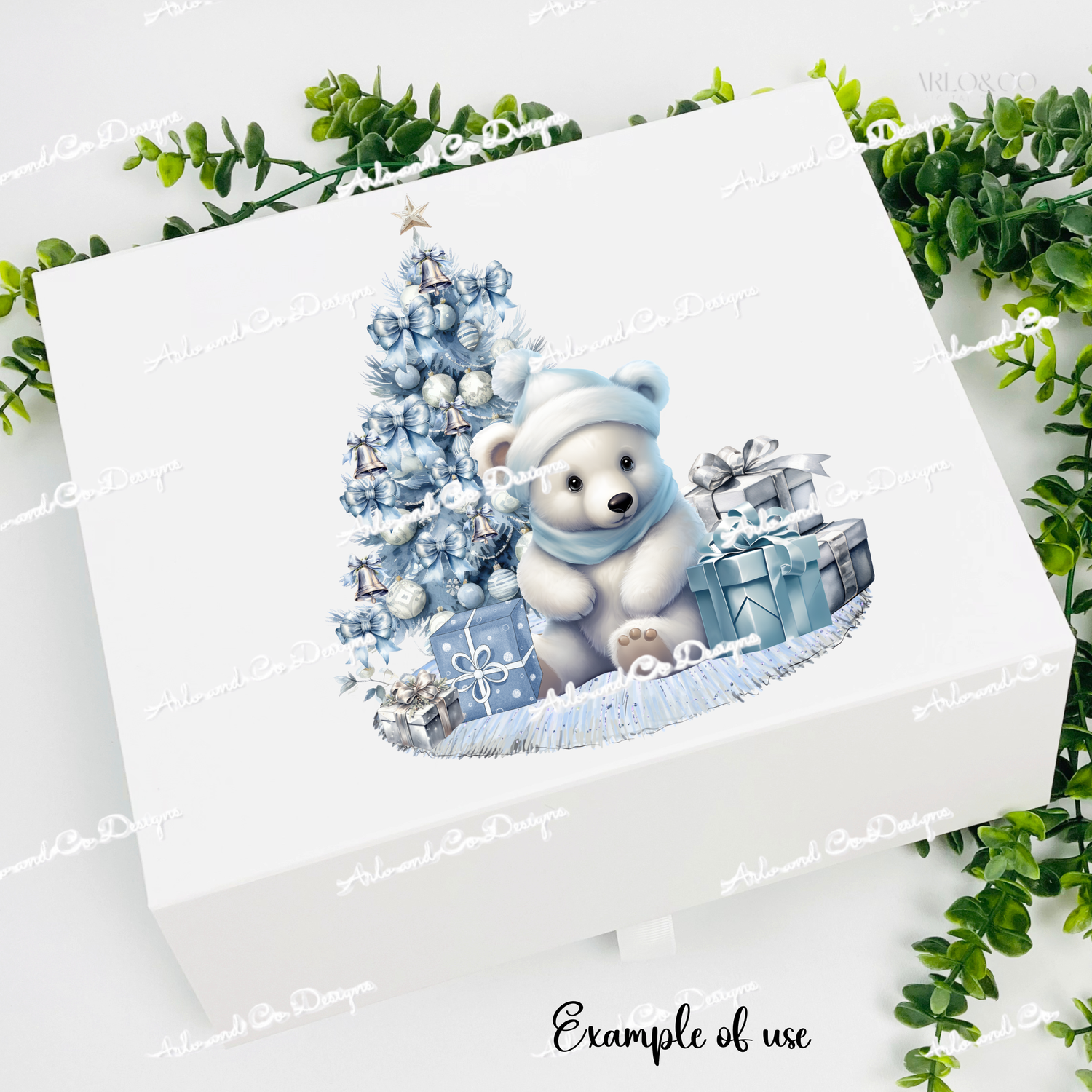 cute-christmas-polar-bear-blue-clipart-png-digital-download
