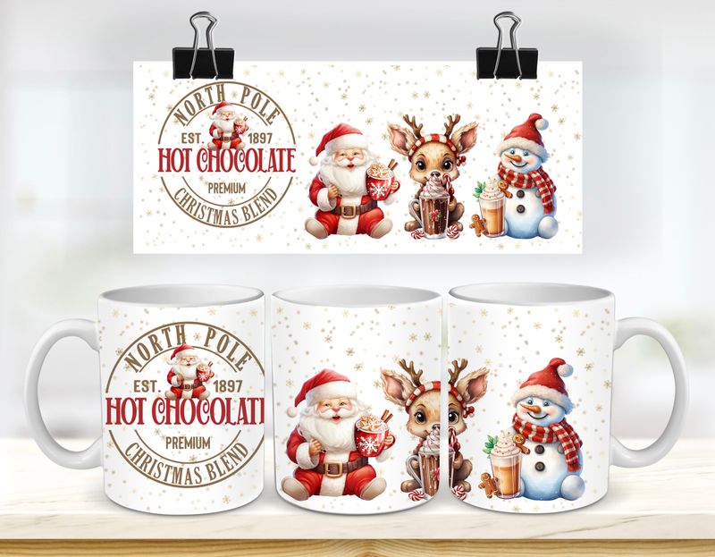 cute-santa-reindeer-and-snowman-hot-chocolate-labels-and-mug-wrap-set-digital-download