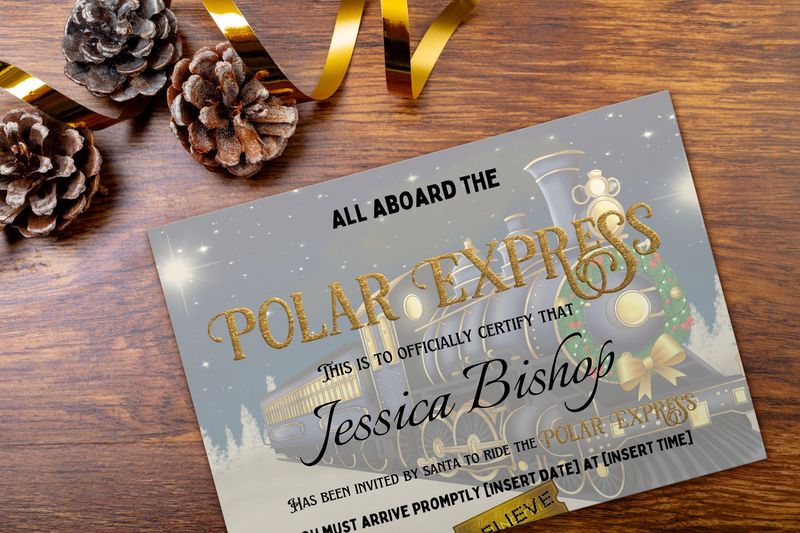 Christmas Train invitation-certificate-pdf-digital-download