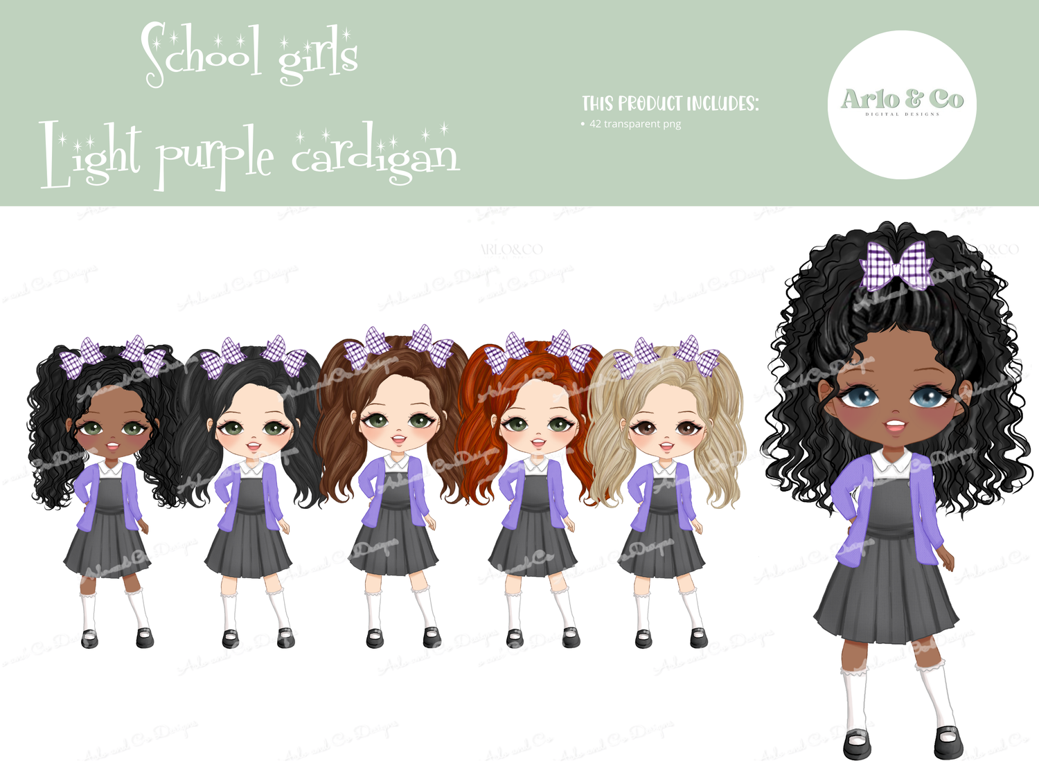 school-girl-character-dolls-light-purple-cardigan-clipart-digital-download
