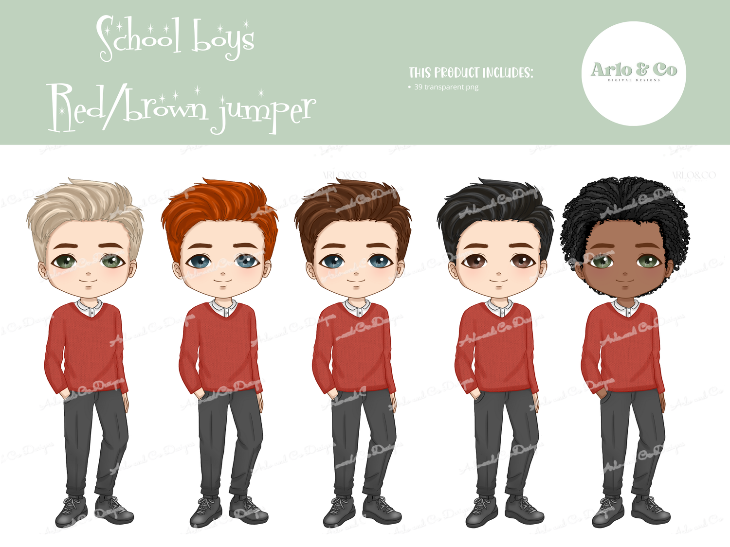 school-boys-brown-red-jumper-character-dolls-digital-download