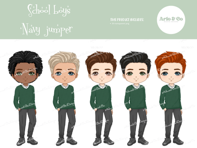 school-boys-dark-green-jumper-character-dolls-digital-download