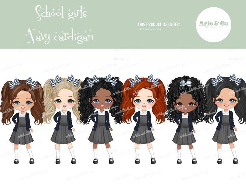 school-girl-character-dolls-navy-cardigan-clipart-digital-download