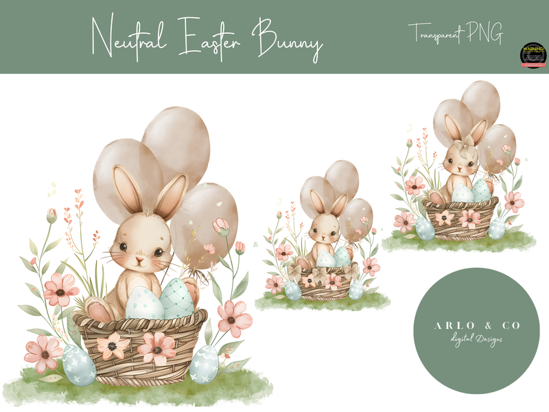 neutral-easter-bunny-clipart-digital-download