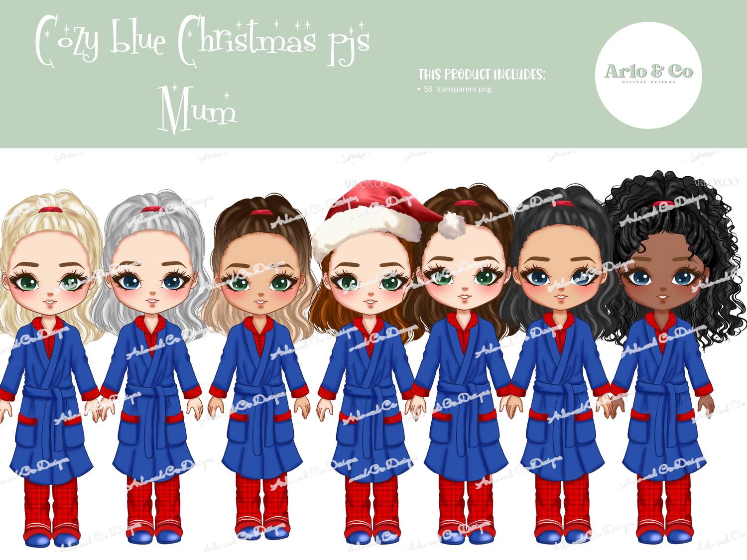 cozy-blue-christmas-pjs-mum-character-doll-digital-download